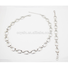 316L Stainless Steel Link Chain Bracelet and Necklace Jewelry Set